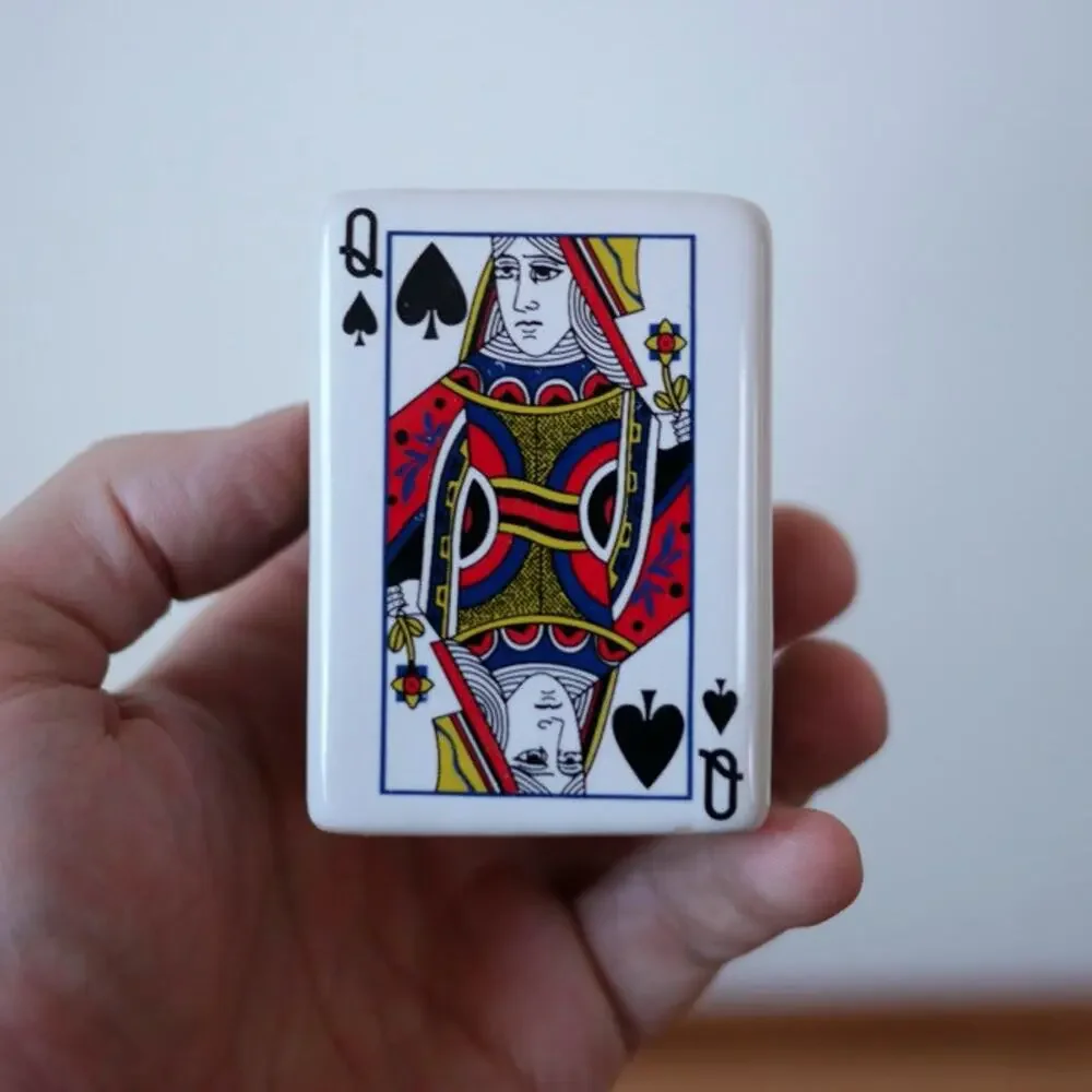 Vintage Glazed Ceramic Poker King Queen Jack Ace of Spades Salt Pepper Shaker